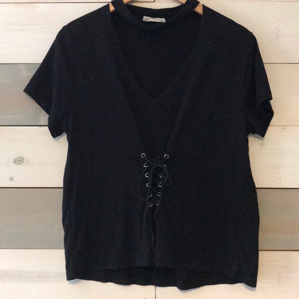 Choker style T-shirt with corset detail